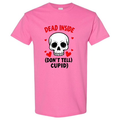 Hauntingly Romantic: Dead Inside Skull with Red Hearts - Don't Tell Cupid - StyleSavvy.xyz