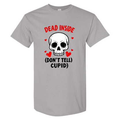 Hauntingly Romantic: Dead Inside Skull with Red Hearts - Don't Tell Cupid - StyleSavvy.xyz