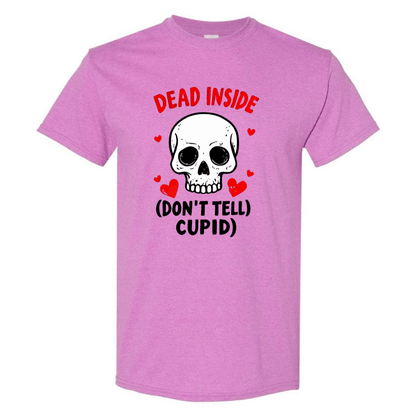 Hauntingly Romantic: Dead Inside Skull with Red Hearts - Don't Tell Cupid - StyleSavvy.xyz