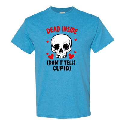 Hauntingly Romantic: Dead Inside Skull with Red Hearts - Don't Tell Cupid - StyleSavvy.xyz