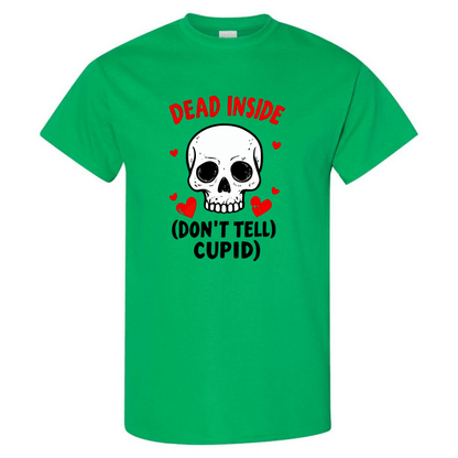 Hauntingly Romantic: Dead Inside Skull with Red Hearts - Don't Tell Cupid - StyleSavvy.xyz