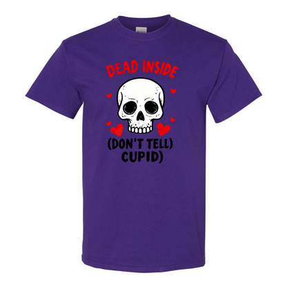 Hauntingly Romantic: Dead Inside Skull with Red Hearts - Don't Tell Cupid - StyleSavvy.xyz