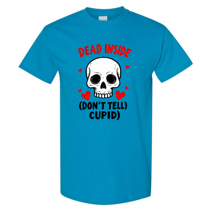 Hauntingly Romantic: Dead Inside Skull with Red Hearts - Don't Tell Cupid - StyleSavvy.xyz