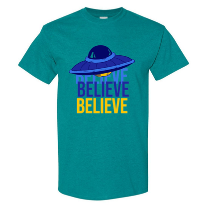 Believe UFO T-Shirt – Retro Alien Aesthetic Tee - StyleSavvy.xyz