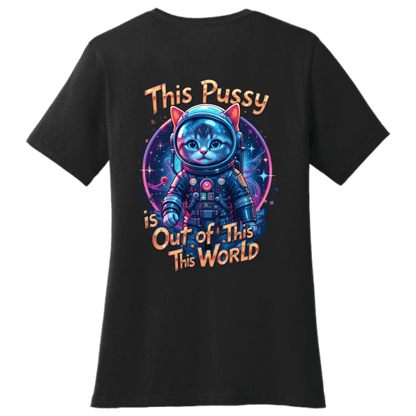 Cosmic Kitty: Out of This World Sass T-Shirt - Women's V - Neck - StyleSavvy.xyz