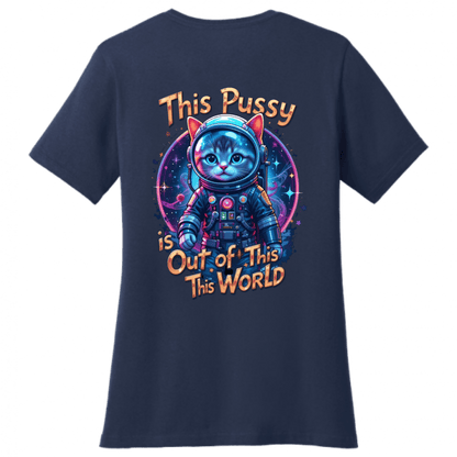Cosmic Kitty: Out of This World Sass T-Shirt - Women's V - Neck - StyleSavvy.xyz