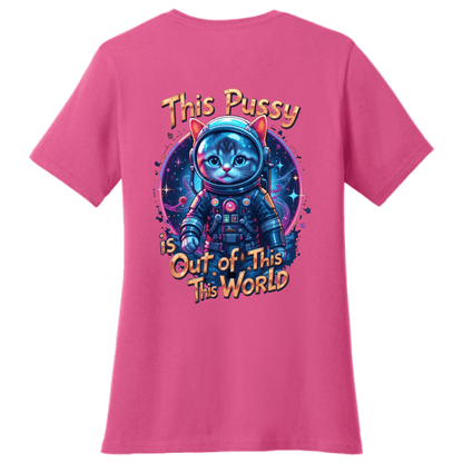 Cosmic Kitty: Out of This World Sass T-Shirt - Women's V - Neck - StyleSavvy.xyz