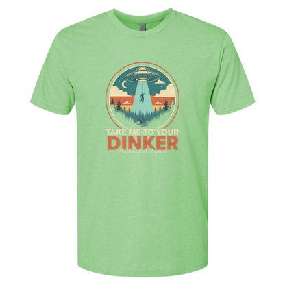 Funny Pickleball Tee – Take Me to Your Dinker – UFO Abduction Shirt