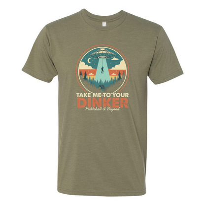 Funny Pickleball Tee – Take Me to Your Dinker – UFO Abduction Shirt