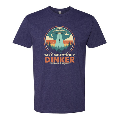 Funny Pickleball Tee – Take Me to Your Dinker – UFO Abduction Shirt
