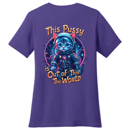 Cosmic Kitty: Out of This World Sass T-Shirt - Women's V - Neck - StyleSavvy.xyz