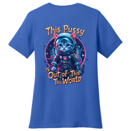 Cosmic Kitty: Out of This World Sass T-Shirt - Women's V - Neck - StyleSavvy.xyz