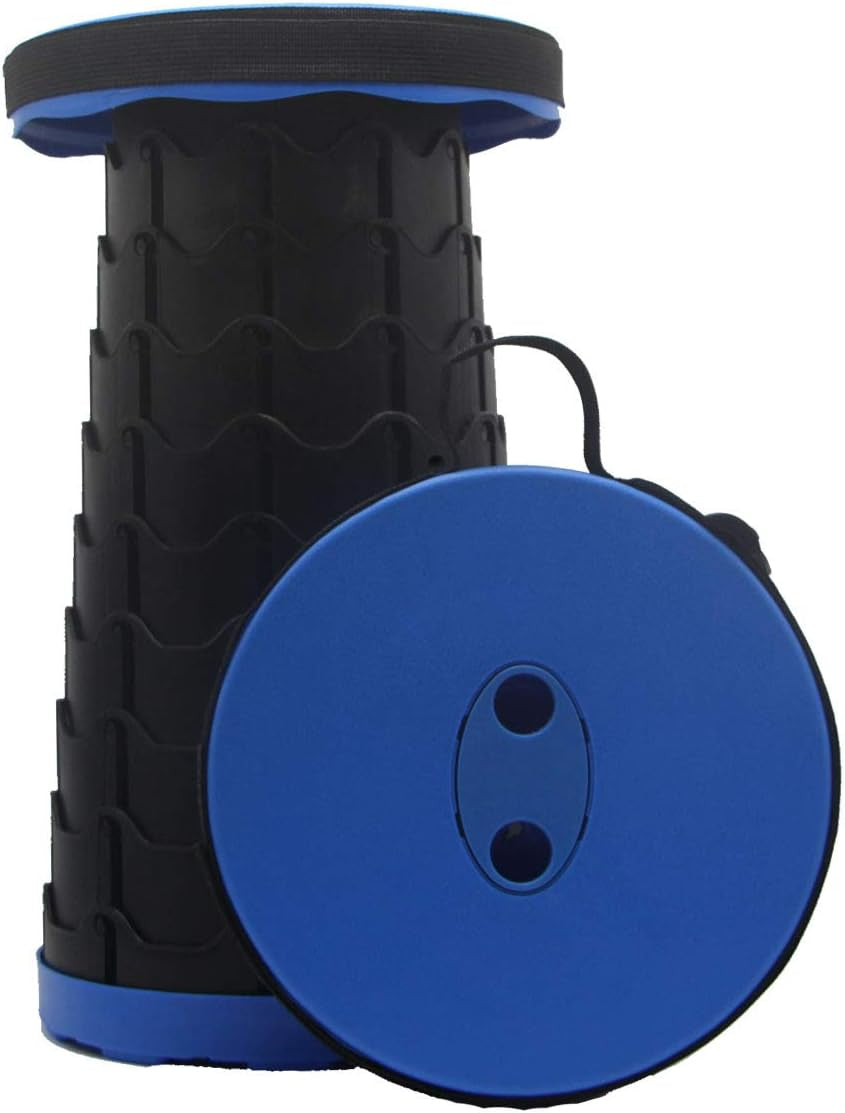 Portable Camping Travel Stool, Retractable Folding Stool, Foldable Telescopic Stool Lightweight for Outdoor Indoor Activities BBQ Fishing Hiking Gardening Beach Adults (Blue)