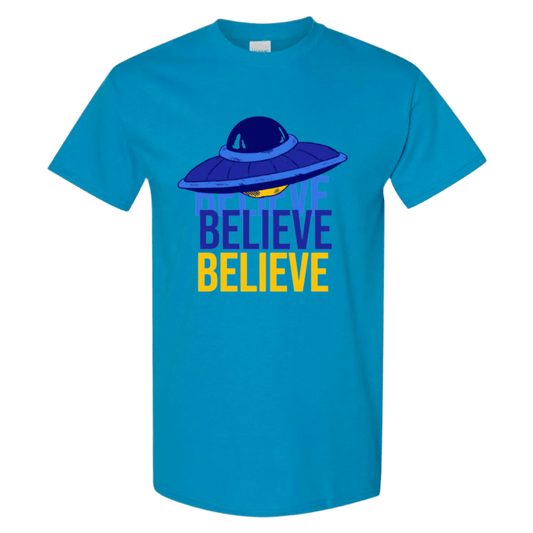 Believe UFO T-Shirt – Retro Alien Aesthetic Tee - StyleSavvy.xyz
